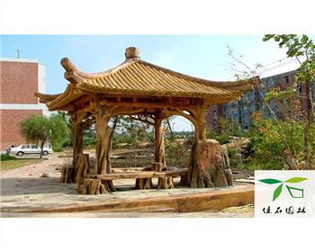 佳石園林景觀：似木非木的成都仿木涼亭